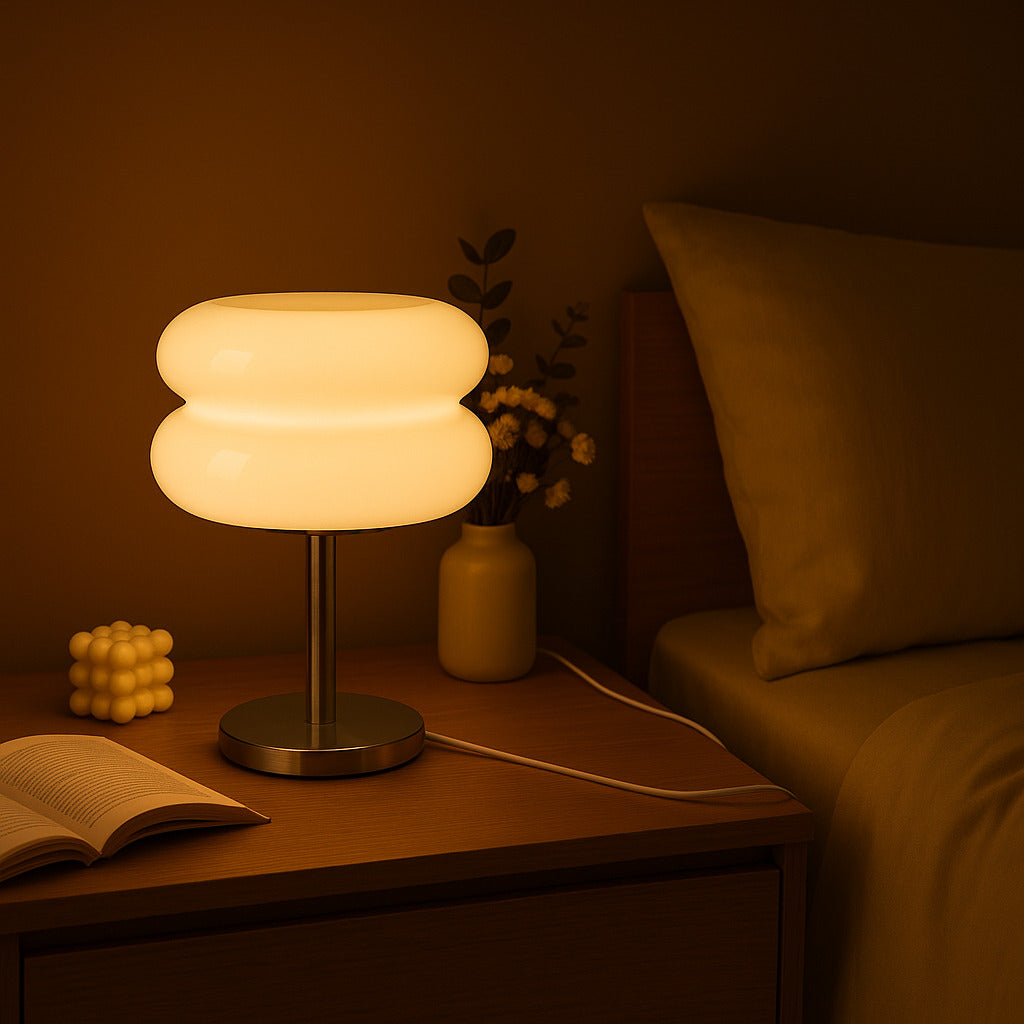 Lampe de chevet LED en Verre Macaron – Éclairage d’Ambiance Design